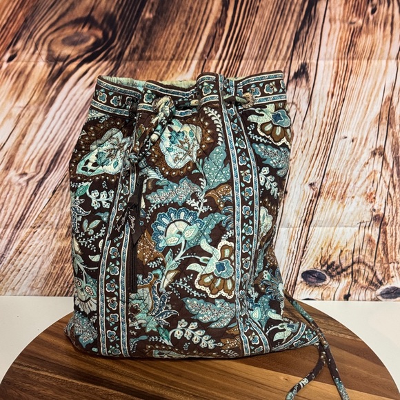 Vera Bradley Handbags - Vera Bradley Java Blue and Brown Floral Backpack